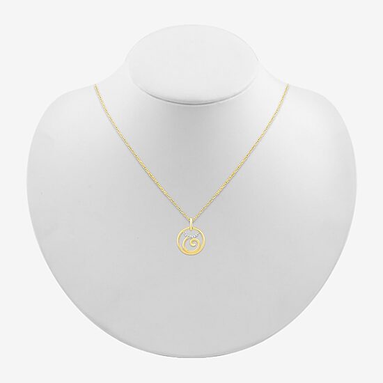 Womens Diamond Accent Natural White Diamond 10K Gold 18 Inch Pendant Necklace