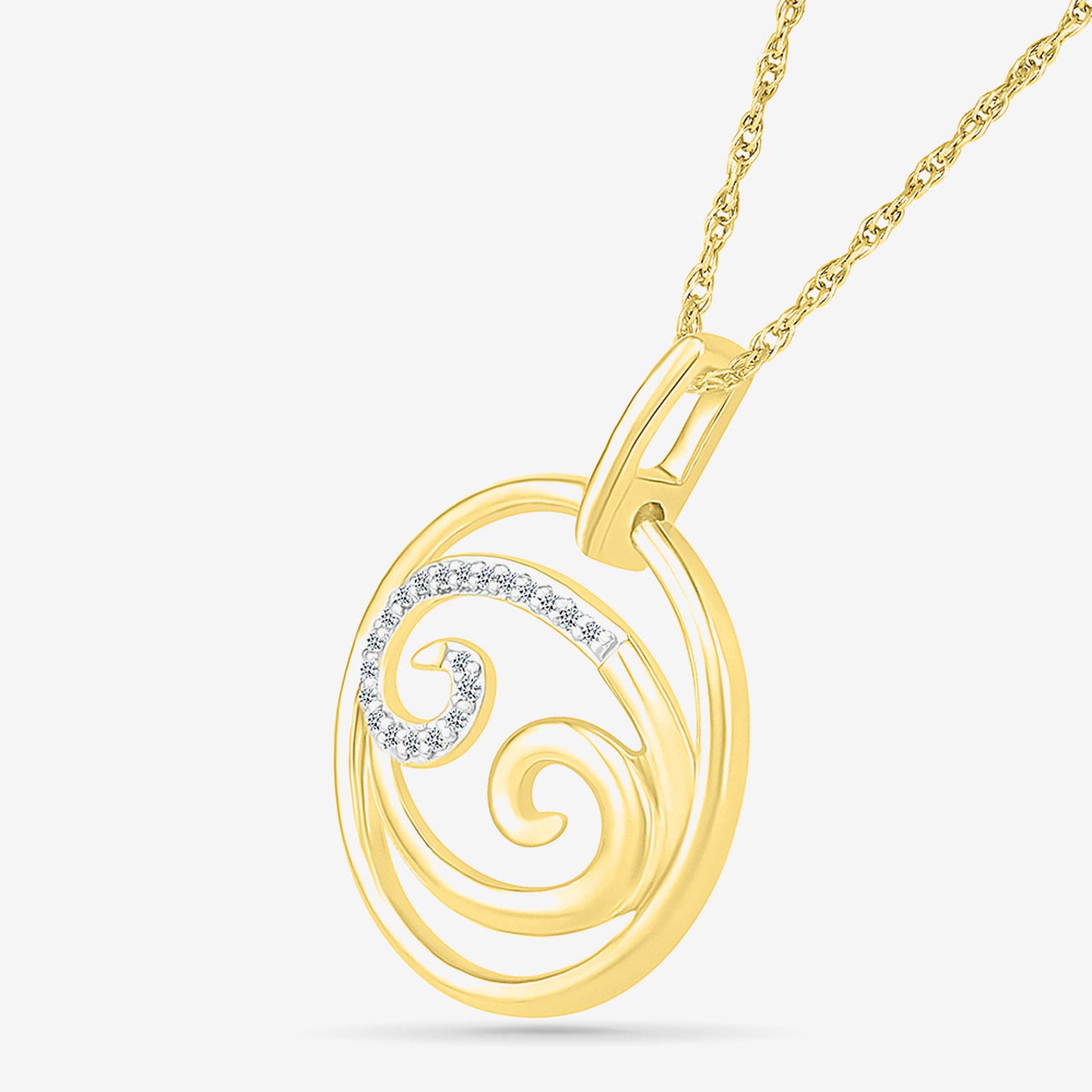 Womens Diamond Accent Natural White Diamond 10K Gold / Inch Pendant Necklace