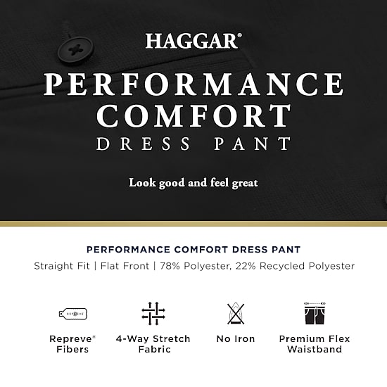 Haggar Premium Comfort Mens Straight Fit Dress Flat Front Pant