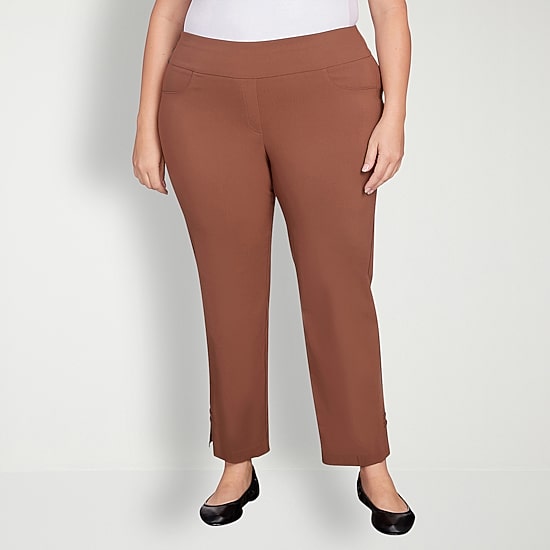 Hearts Of Palm Womens Plus Straight Mid Rise Pull-On Pant