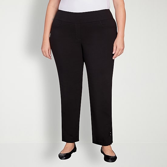 Hearts Of Palm Womens Plus Straight Mid Rise Pull-On Pant