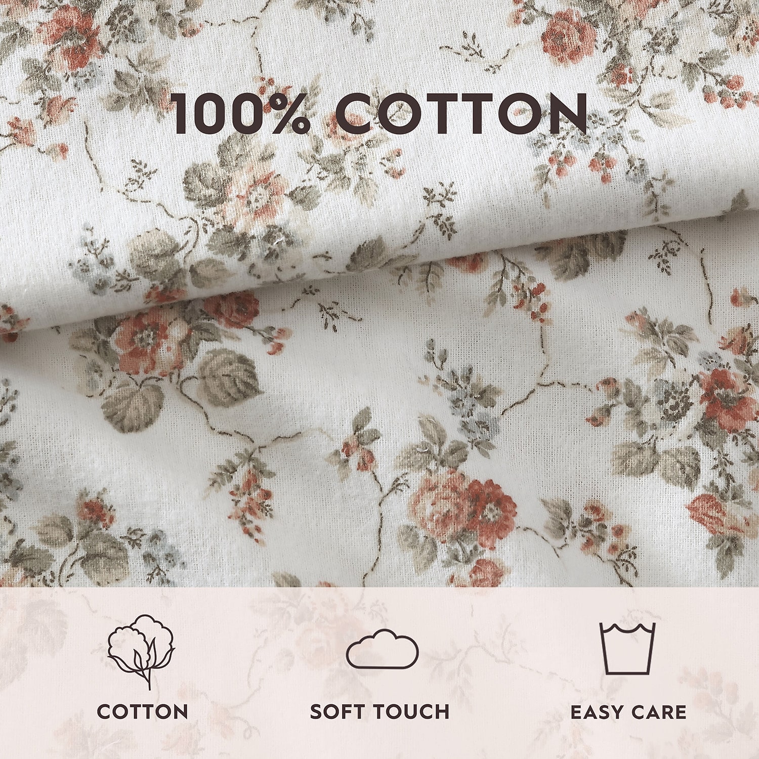Laura Ashley Le Fleur Cotton Flannel Deep Pocket Sheet Set