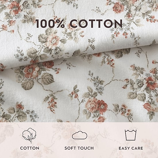 Laura Ashley Le Fleur Cotton Flannel Deep Pocket Sheet Set