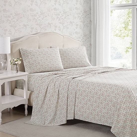 LAURA ASHLEY  セミダブル フィットシーツ Laura Ashley Emogene Cotton Percale Deep Pocket Sheet Set