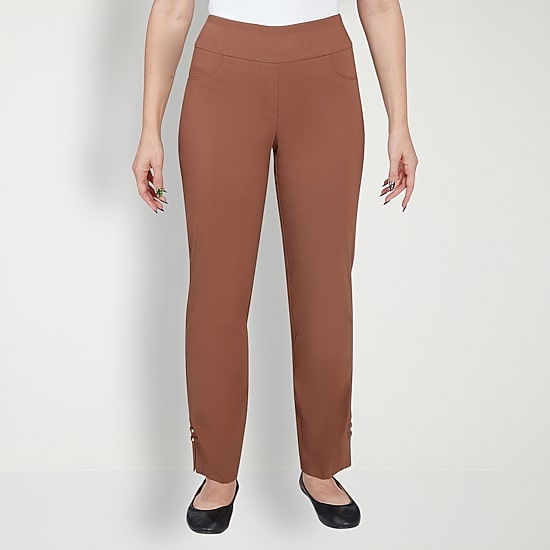 Hearts Of Palm Womens Straight Mid Rise Pull-On Pant