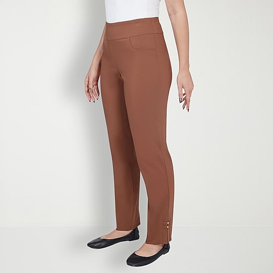 Hearts Of Palm Womens Straight Mid Rise Pull-On Pant
