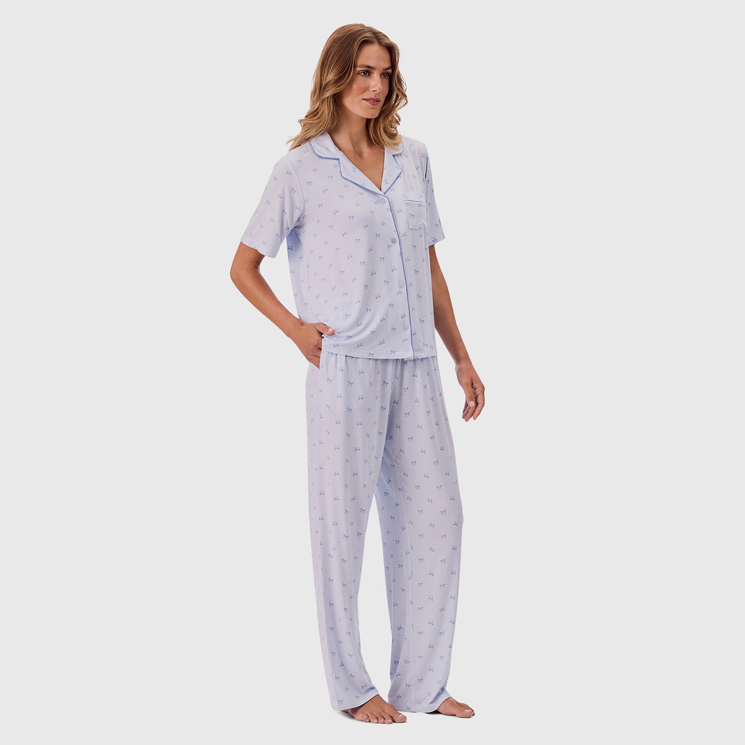 Martha Stewart Womens Short Sleeve 2-pc. Pajama Set