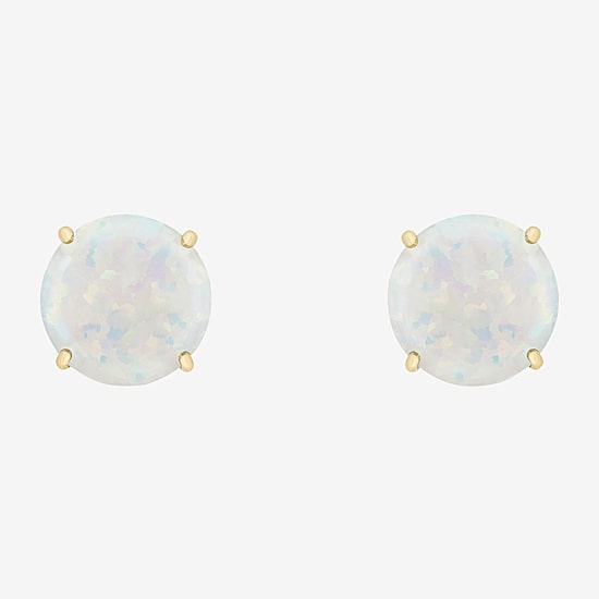 Gemstone 10K Gold 4mm Round Stud Earrings