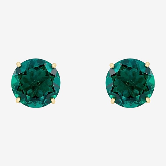 Gemstone 10K Gold 4mm Round Stud Earrings