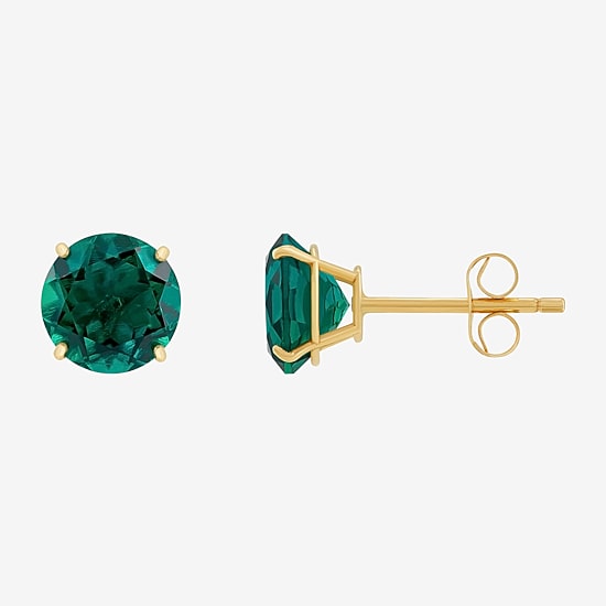 Gemstone 10K Gold 4mm Round Stud Earrings