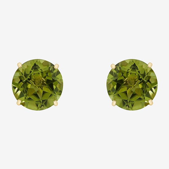 Gemstone 10K Gold 4mm Round Stud Earrings