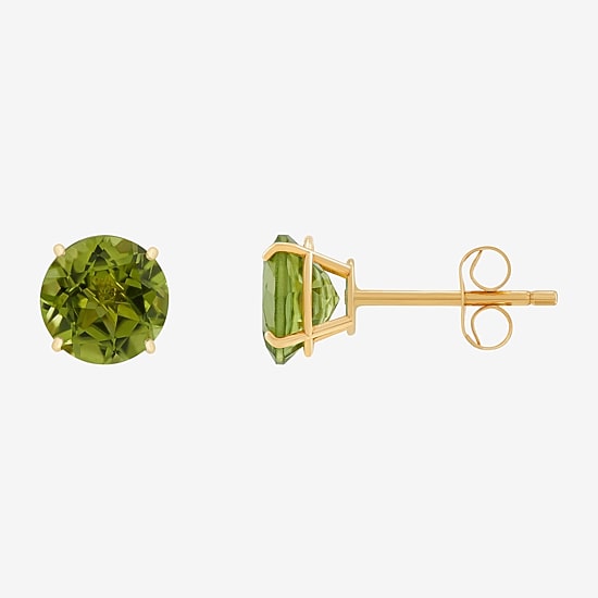 Gemstone 10K Gold 4mm Round Stud Earrings