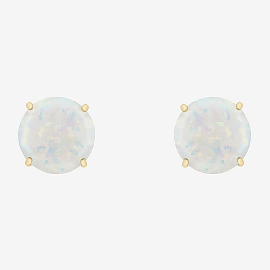 Gemstone 10K Gold 6mm Round Stud Earrings