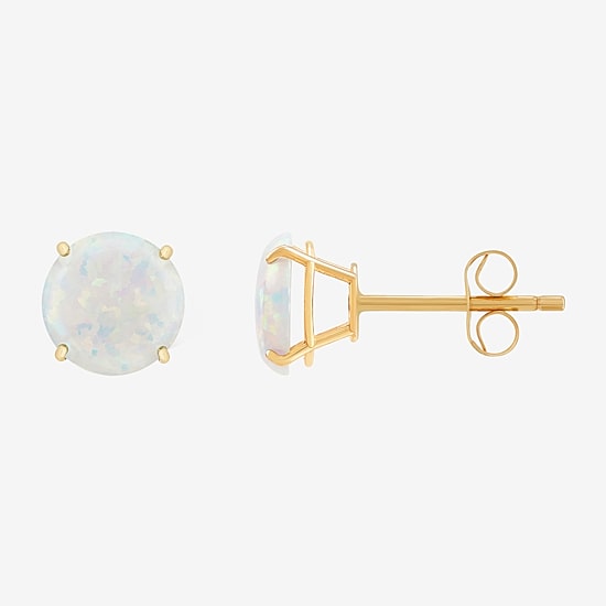 Gemstone 10K Gold 6mm Round Stud Earrings