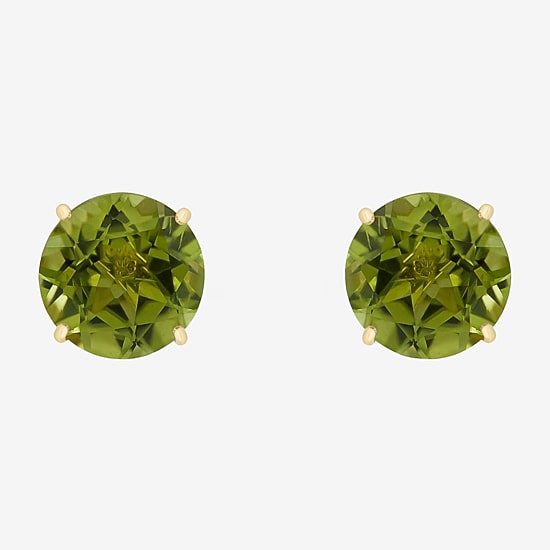 Gemstone 10K Gold 6mm Round Stud Earrings