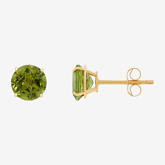 Gemstone 10K Gold 6mm Round Stud Earrings