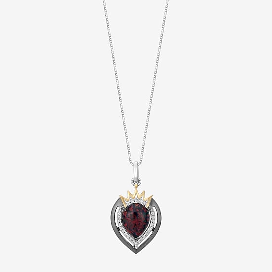 Enchanted Disney Fine Jewelry Evil Queen (I, I2) Womens 1/10 CT. T.W. Lab Created Black Opal 14K Gold Over Silver Sterling Silver Heart Pear 18 Inch Pendant Necklace