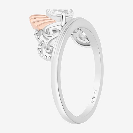 Enchanted Disney Fine Jewelry Ariel(F, Si1) Womens 1/4 CT. T.W. Lab Grown White Diamond 14K Rose Gold Over Silver Sterling Silver Pear Ariel Cocktail Ring