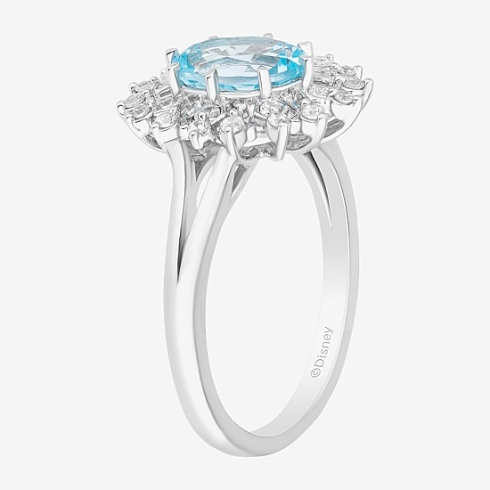 Enchanted Disney Fine Jewelry Elsa (I,I2) Womens 1/5 CT. Genuine Blue Topaz Sterling Silver Snowflake Elsa Cocktail Ring