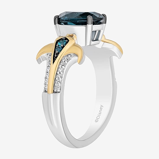 Enchanted Disney Fine Jewelry Moana (I,I2) Womens 1/10 CT. T.W. Genuine Blue Topaz 14K Gold Over Silver Oval Moana Cocktail Ring