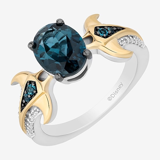 Enchanted Disney Fine Jewelry Moana (I,I2) Womens 1/10 CT. T.W. Genuine Blue Topaz 14K Gold Over Silver Oval Moana Cocktail Ring
