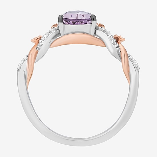 Rapunzel (I,I2) Womens 1/10 CT. T.W. Genuine Purple Amethyst 14K Rose Gold Over Silver Sterling Silver Pear Rapunzel Cocktail Ring