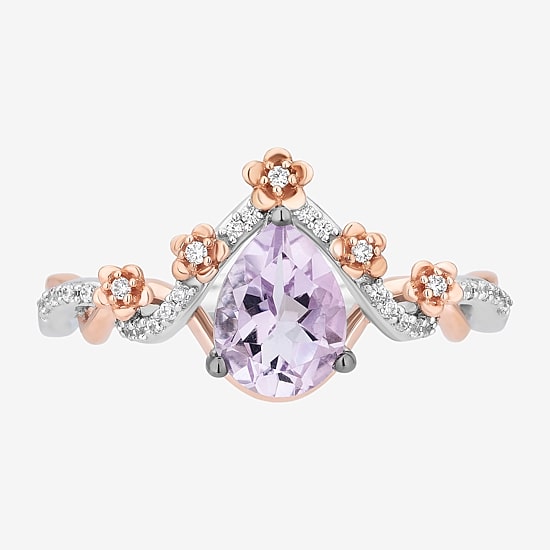 Rapunzel (I,I2) Womens 1/10 CT. T.W. Genuine Purple Amethyst 14K Rose Gold Over Silver Sterling Silver Pear Rapunzel Cocktail Ring