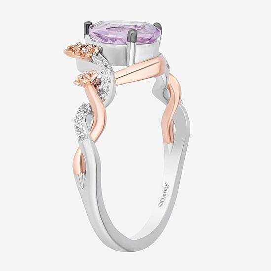 Rapunzel (I,I2) Womens 1/10 CT. T.W. Genuine Purple Amethyst 14K Rose Gold Over Silver Sterling Silver Pear Rapunzel Cocktail Ring