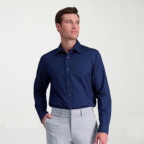 Haggar Premium Comfort Mens Classic Fit Easy Care Long Sleeve Dress Shirt, 18-18.5 36-37, Blue