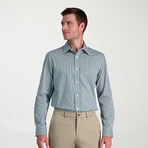 Haggar Premium Comfort Mens Classic Fit Easy Care Long Sleeve Dress Shirt, 15-15.5 34-35, Green