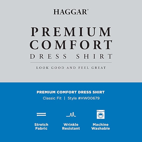 Haggar Premium Comfort Mens Classic Fit Easy Care Long Sleeve Dress Shirt