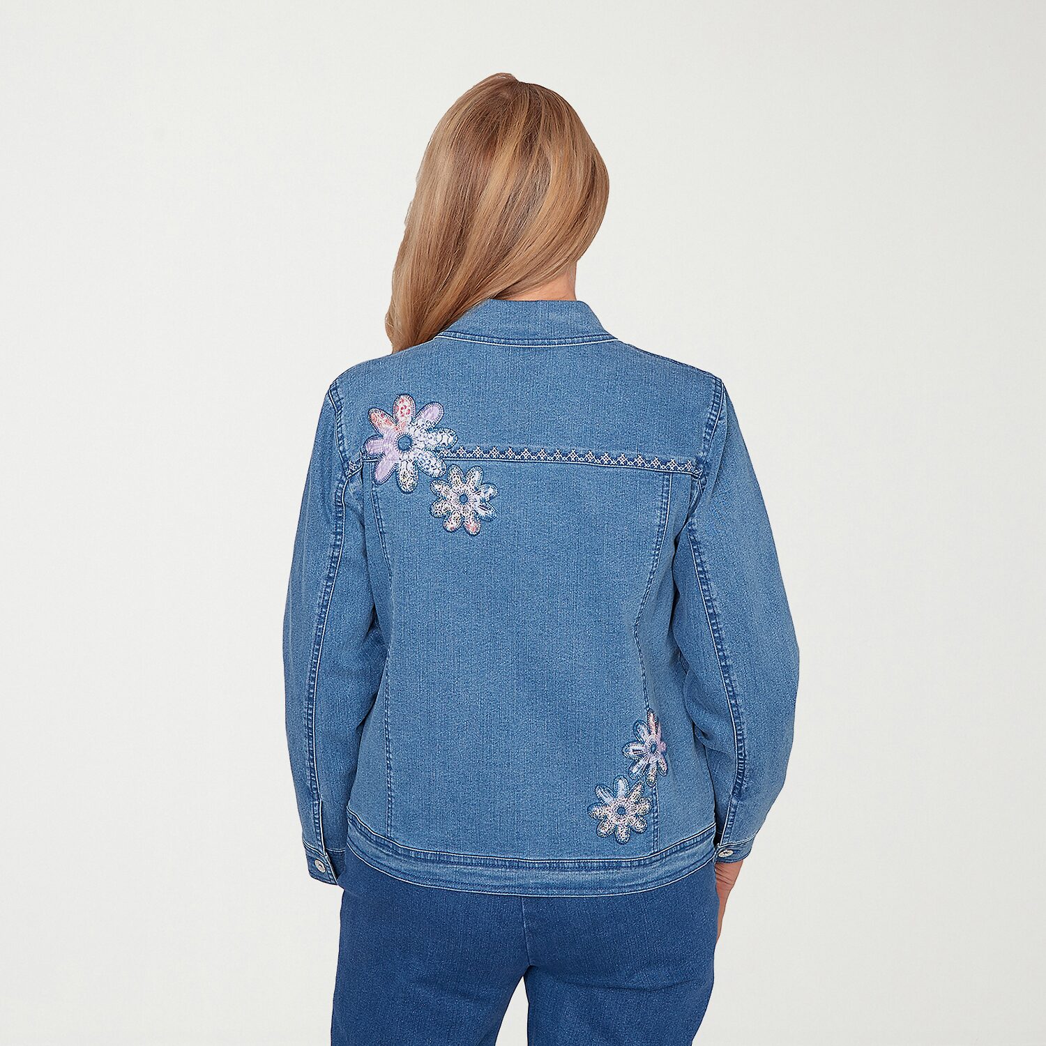 Alfred Dunner Hilton Head Womens Denim Lightweight Jacket