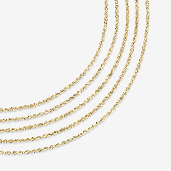 14K Gold 16 - 30 Inch Semi-Solid Sparkle Rope Chain Necklace