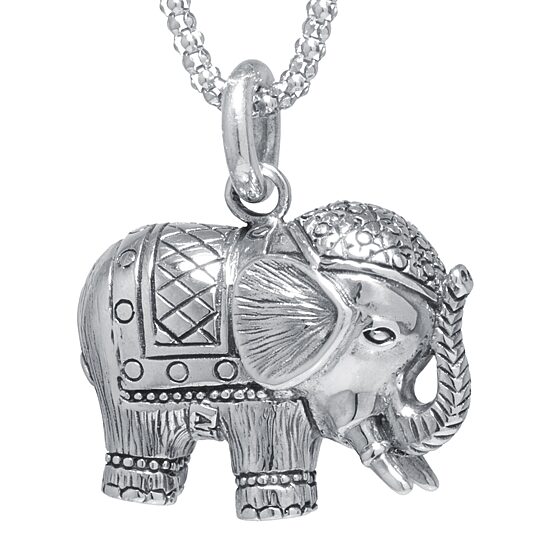 Sterling Silver Elephant Pendant Necklace