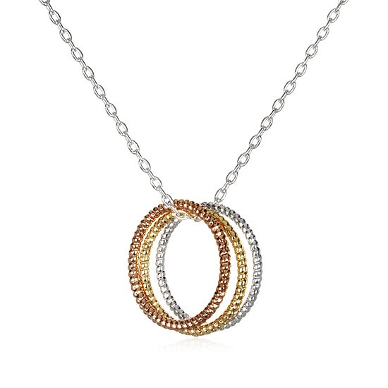Bijoux Bar Delicates Tri Tone Womens Circle 16 Inch Pendant Necklace