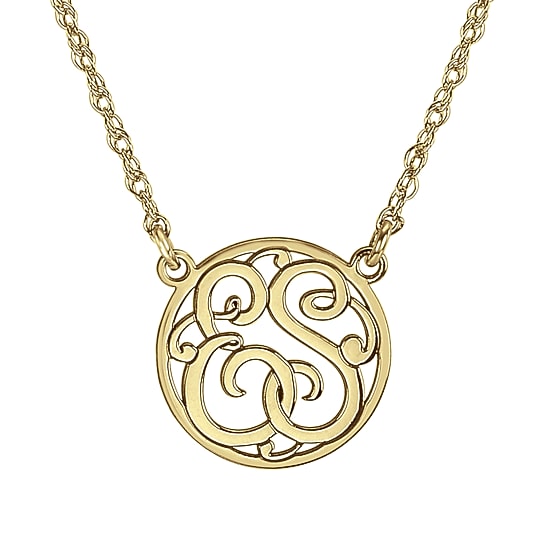 Personalized 15mm Monogram Initial Cut-out Circle Pendant Necklace
