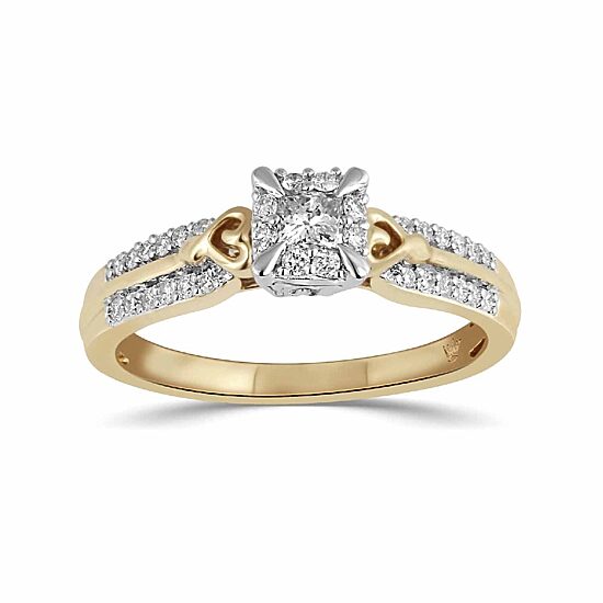 Hallmark Diamonds Womens 1/3 CT. Natural White Diamond 10K Gold Engagement Ring