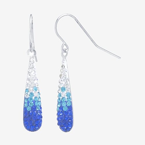 Silver Treasures Crystal Sterling Silver Pear Drop Earrings, One Size, Blue