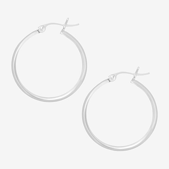 Silver Treasures Sterling Silver Hoop Earrings