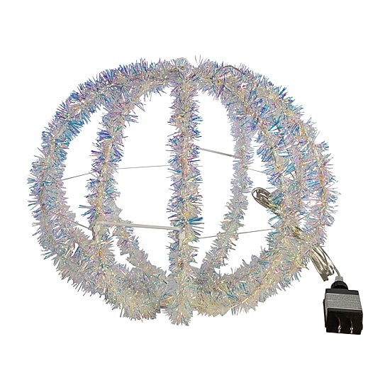 Kurt Adler 12-Inch Warm White LED Tinsel Foldable Sphere