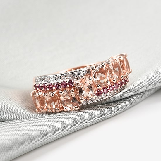 Limited Quantities! Womens Genuine Pink Morganite 14K Rose Gold Over Silver Cocktail Ring