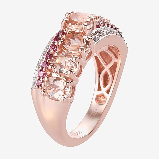 Limited Quantities! Womens Genuine Pink Morganite 14K Rose Gold Over Silver Cocktail Ring