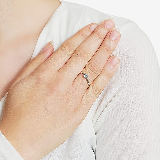 Silver Treasures Womens Blue Crystal Sterling Silver Delicate Band