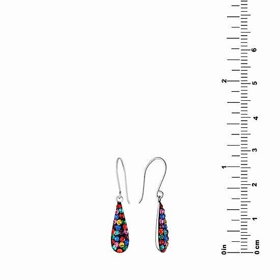 Silver Treasures Womens Crystal Sterling Silver Pear Drop Earrings