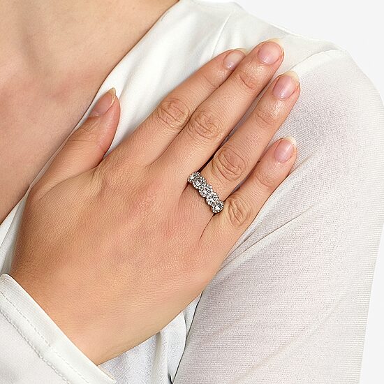 Sparkle Allure Womens Crystal Pure Silver Over Brass Band
