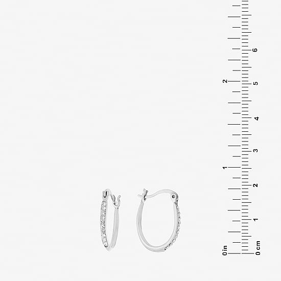 Silver Treasures Womens Crystal Sterling Silver 18mm Hoop Earrings