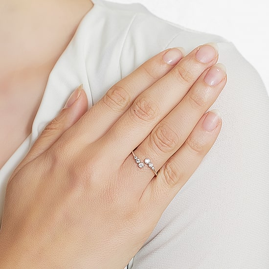 Silver Treasures Womens Cubic Zirconia Sterling Silver Round Bypass  Band