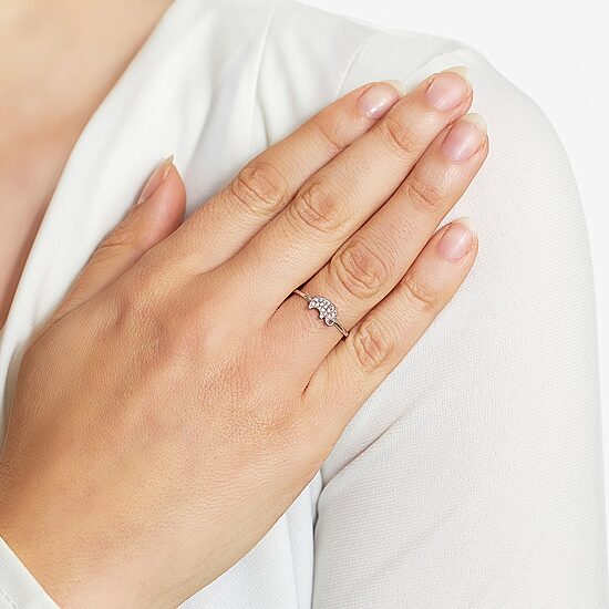Silver Treasures Womens Cubic Zirconia Sterling Silver Band