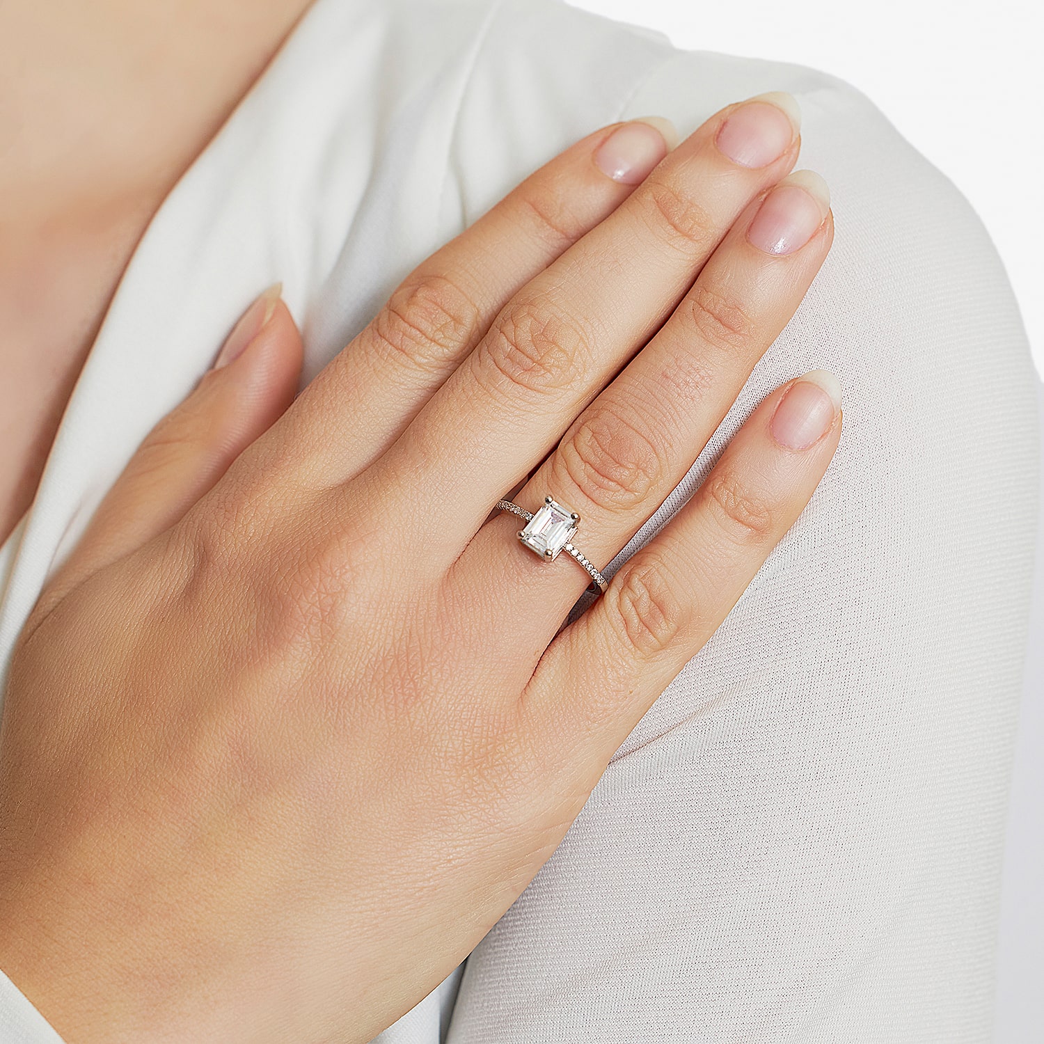 Silver Treasures Womens Cubic Zirconia Sterling Silver Solitaire Engagement Ring
