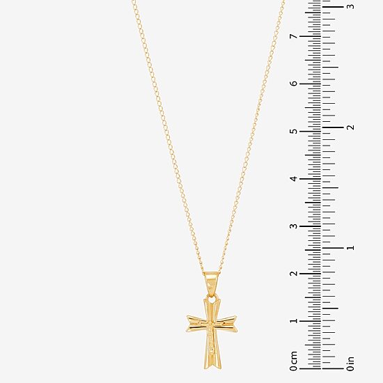 Girls 14K Gold Cross 13 Inch Pendant Necklace